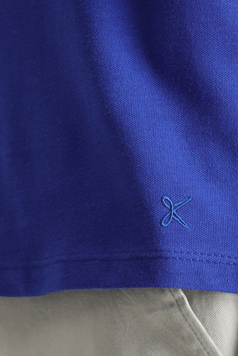 Koyu İndigo Polo Yaka Slim Fit Nakışlı %100 Pamuk Tişört