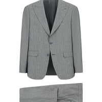 Koyu Füme 6 Drop Regular Fit Standart Kesim Sivri Yaka Çizgili Takım Elbise