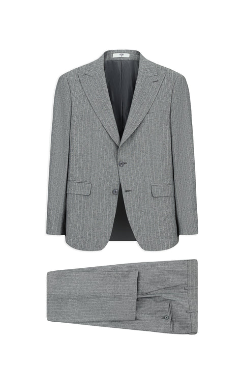 Koyu Füme 6 Drop Regular Fit Standart Kesim Sivri Yaka Çizgili Takım Elbise