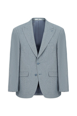  Koyu Mavi  6 Drop Regular Fit Standart Kesim Sivri Yaka Çizgili Takım Elbise