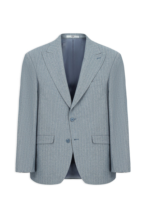 Koyu Mavi  6 Drop Regular Fit Standart Kesim Sivri Yaka Çizgili Takım Elbise