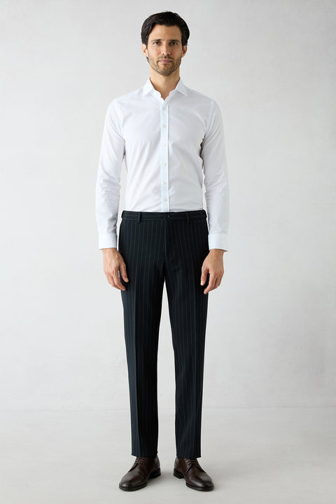 Dark Navy 7 Drop Slim Fit Narrow Cut Pointed Collar Double-Breasted Suit