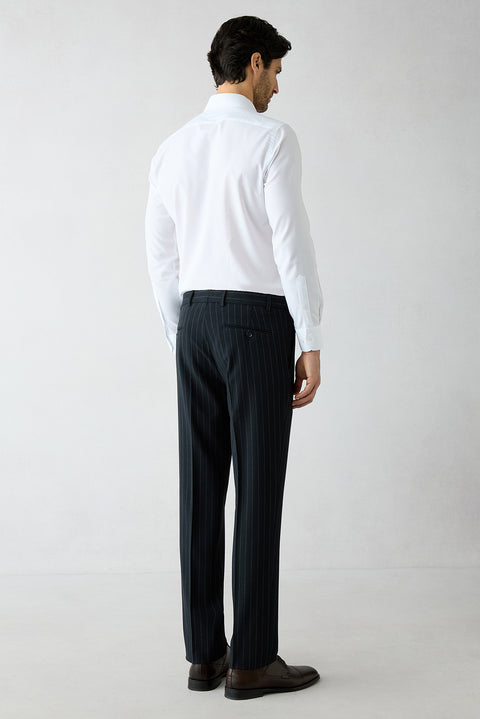 Dark Navy 7 Drop Slim Fit Narrow Cut Pointed Collar Double-Breasted Suit