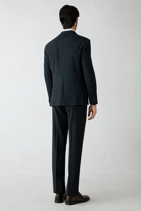 Dark Navy 7 Drop Slim Fit Narrow Cut Pointed Collar Double-Breasted Suit