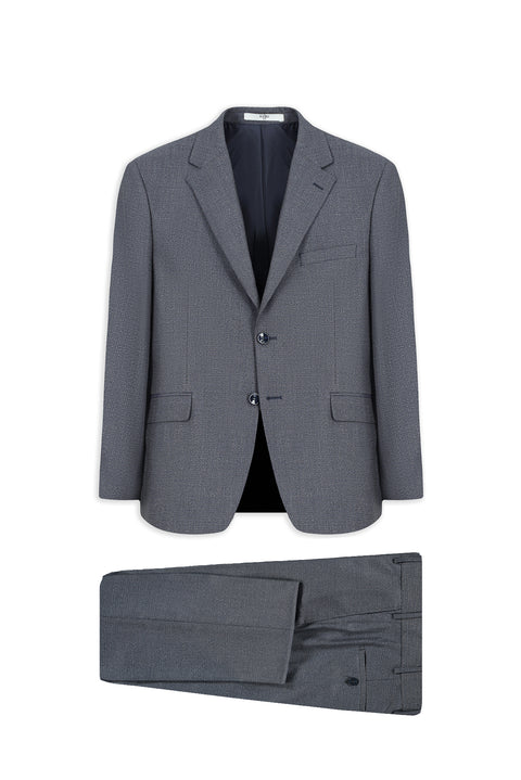 Light Navy Blue 6 Drop Regular Fit Standard Cut Mono Collar Patterned Suit