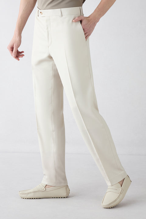Cream 6 Drop Regular Fit Standard Cut Mono Collar Patterned Suit