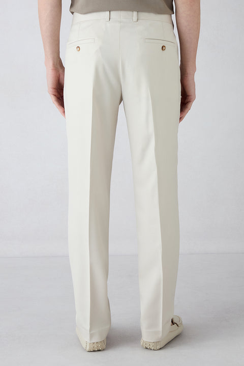 Cream 6 Drop Regular Fit Standard Cut Mono Collar Patterned Suit