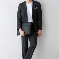 Black 4 Drop Relaxed Fit Mono Lapel Striped Suit