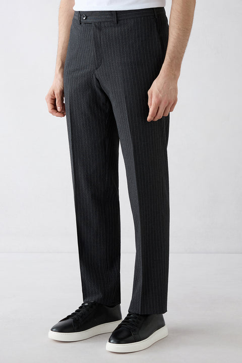 Black 4 Drop Relaxed Fit Mono Lapel Striped Suit
