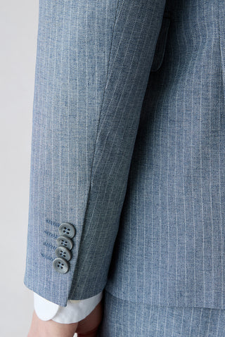  Koyu Mavi  7 Drop Super Slim Fit Eksra Dar Kesim Sivri Yaka Beli Lastikli İpli Çizgili Kruvaze Takım Elbise