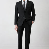 Siyah 4 Drop Relaxed Fit Rahat Kesim Mono Yaka Klasik Likralı Takım Elbise