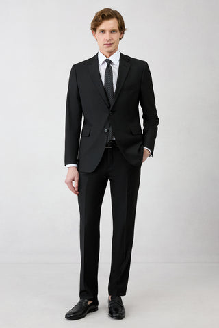  Siyah 6 Drop Regular Fit Standart Kesim Mono Yaka Klasik Likralı Takım Elbise