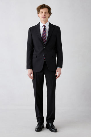  Siyah 4 Drop Relaxed Fit Rahat Kesim Mono Yaka Likralı Takım Elbise