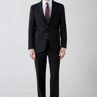 Black 4-Drop Relaxed Fit Mono Collar Stretch Suit