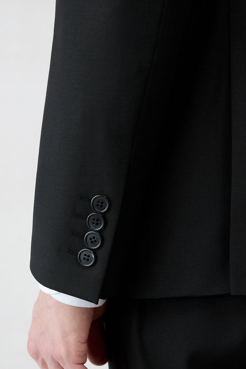 Siyah 4 Drop Relaxed Fit Rahat Kesim Mono Yaka Klasik Likralı Takım Elbise