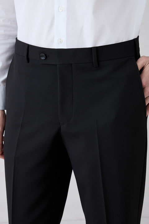 Black 4-Drop Relaxed Fit Mono Collar Stretch Suit