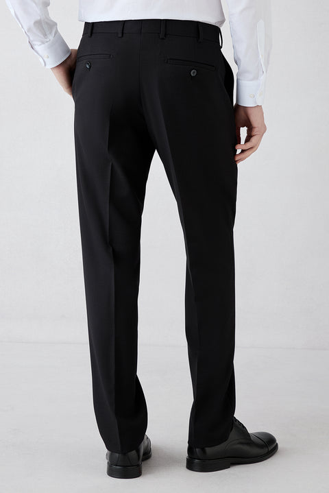 Black 6 Drop Regular Fit Standard Cut Mono Collar Stretch Suit
