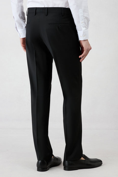 Siyah 4 Drop Relaxed Fit Rahat Kesim Mono Yaka Klasik Likralı Takım Elbise