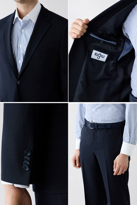 Dark Navy 7-Drop Slim Fit Notch Lapel Stretch Suit