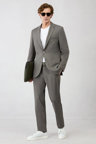  Açık Füme Techno-Line 7 Drop Super Slim Fit Eksra Dar Kesim Beli Lastikli Esnek Çantalı Takım Elbise