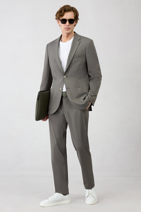 Dark Smoked Techno-Line 7 Drop Super Slim Fit Extra Narrow Cut Elastic Waist Flexible Suit with Bag