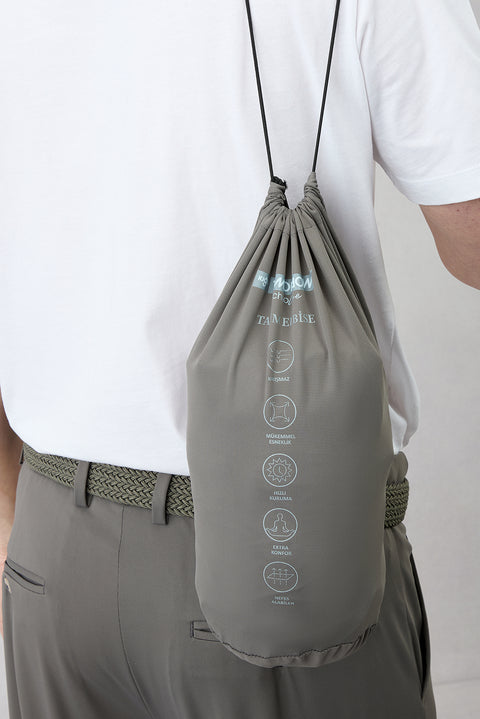 Açık Füme Techno-Line 6 Drop Regular Fit Standart Kesim Beli Lastikli Esnek Çantalı Takım Elbise