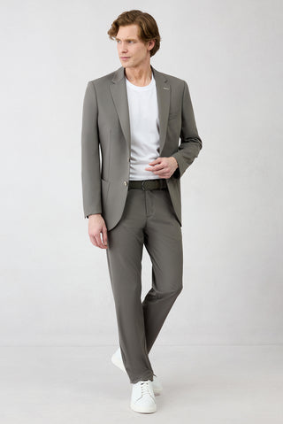  Açık Füme Techno-Line 7 Drop Super Slim Fit Eksra Dar Kesim Beli Lastikli Esnek Çantalı Takım Elbise