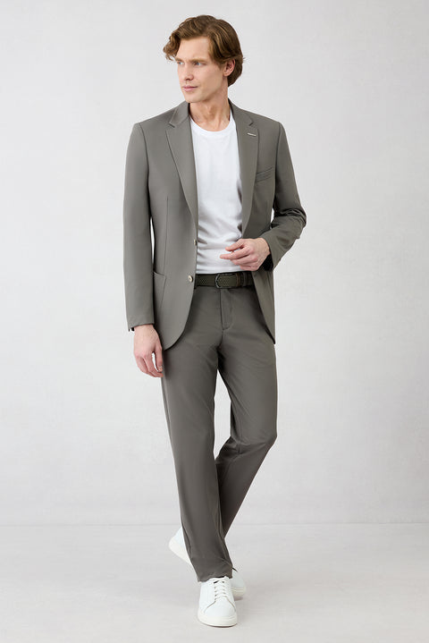 Dark Smoke Techno-Line 6 Drop Regular Fit Standard Cut Elastic Waist Flexible Pocketed Suit