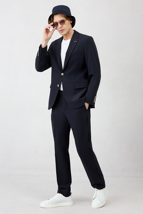 Koyu Lacivert Techno-Line 6 Drop Regular Fit Standart Kesim Esnek Çantalı Klasik Takım Elbise