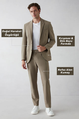  Orta Vizon Techno-Line 6 Drop Regular Fit Standart Kesim Esnek Çantalı Takım Elbise