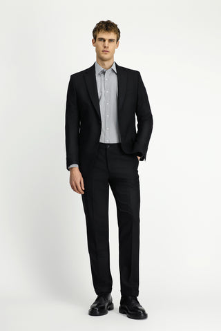  Siyah 6 Drop Regular Fit Standart Kesim Yünlü Çantalı Takım Elbise