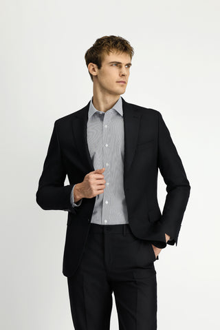  Siyah 6 Drop Regular Fit Standart Kesim Yünlü Çantalı Takım Elbise