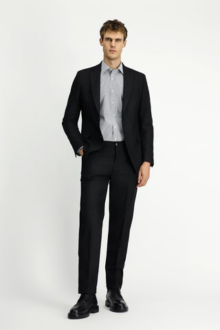  Siyah 6 Drop Regular Fit Standart Kesim Yünlü Çantalı Takım Elbise