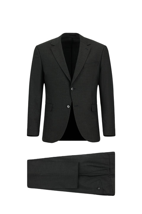 Koyu Füme 6 Drop Regular Fit Standart Kesim Yünlü Traveller Suit Çantalı Takım Elbise