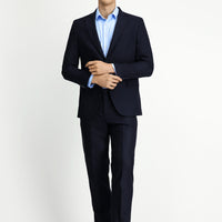 Koyu Lacivert 6 Drop Regular Fit Standart Kesim Yünlü Klasik Çantalı Takım Elbise