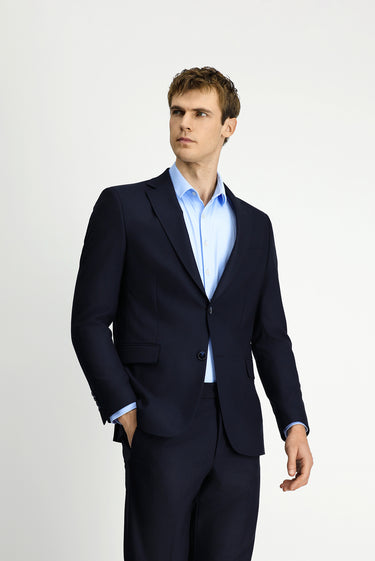  Koyu Lacivert Regular Fit Yünlü Klasik Çantalı Takım Elbise