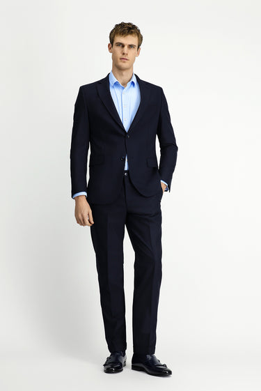  Koyu Lacivert Regular Fit Yünlü Klasik Takım Elbise