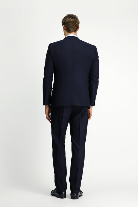 Koyu Lacivert 6 Drop Regular Fit Standart Kesim Yünlü Traveller Suit Çantalı Takım Elbise