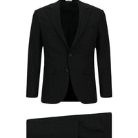 Black 6-Drop Regular Fit Standard Cut Plaid Suit