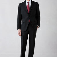 Siyah 7 Drop Slim Fit Dar Kesim Mono Yaka Yünlü Takım Elbise