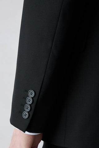  Siyah 7 Drop Super Slim Fit Eksra Dar Kesim Mono Yaka Yünlü Takım Elbise
