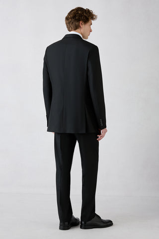  Siyah 8 Drop Long Slim Fit Uzun Dar Kesim Mono Yaka Takım Elbise