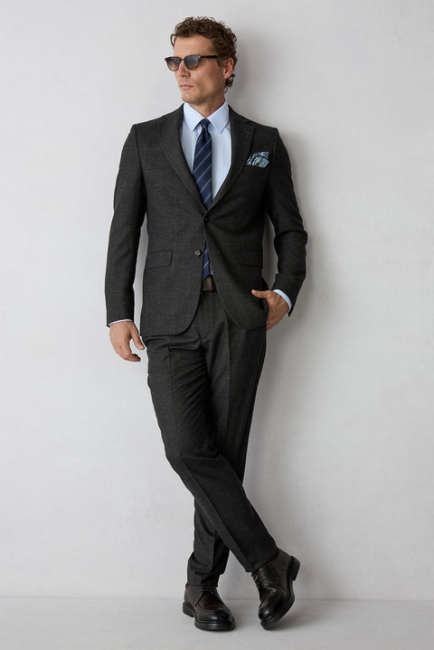 Dark Coffee 6-Drop Regular Fit Plaid Shawl Lapel Suit Set