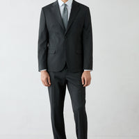 Dark Charcoal 4-Drop Relax Fit Peak Lapel Plain Suit