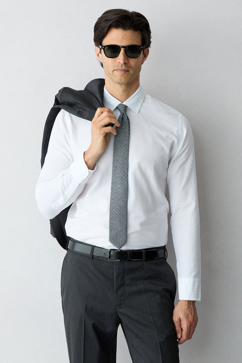 Dark Charcoal 4-Drop Relax Fit Peak Lapel Plain Suit