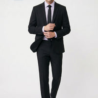 Siyah 6 Drop Regular Fit Standart Kesim Mono Yaka Likralı Düz Takım Elbise