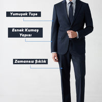 Dark Navy 6 Drop Regular Fit Notch Lapel Plain Suit