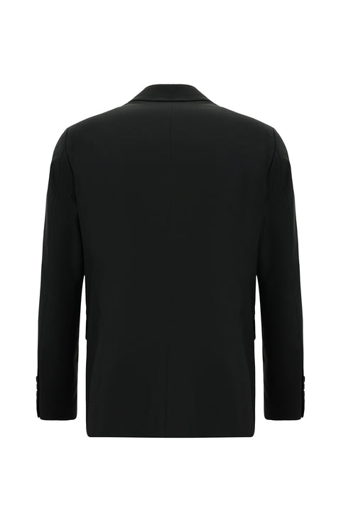 Siyah 7 Drop Slim Fit Dar Kesim Mono Yaka Likralı Düz Takım Elbise