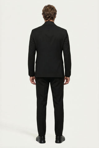  Siyah 7 Drop Slim Fit Dar Kesim Mono Yaka Likralı Düz Takım Elbise