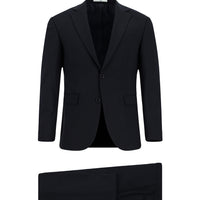Koyu Lacivert 7 Drop Slim Fit Dar Kesim Mono Yaka Likralı Düz Takım Elbise
